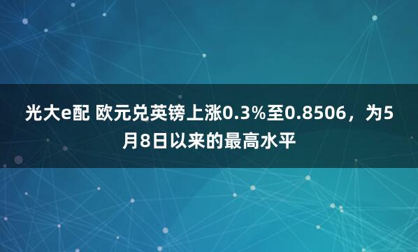 光大e配 欧元兑英镑上涨0.3%至0.8506，为5月8日以来的最高水平