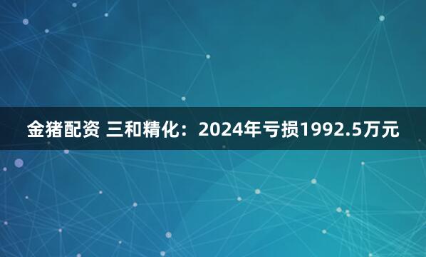 金猪配资 三和精化：2024年亏损1992.5万元