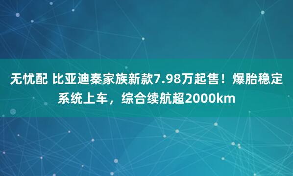 无忧配 比亚迪秦家族新款7.98万起售！爆胎稳定系统上车，综合续航超2000km